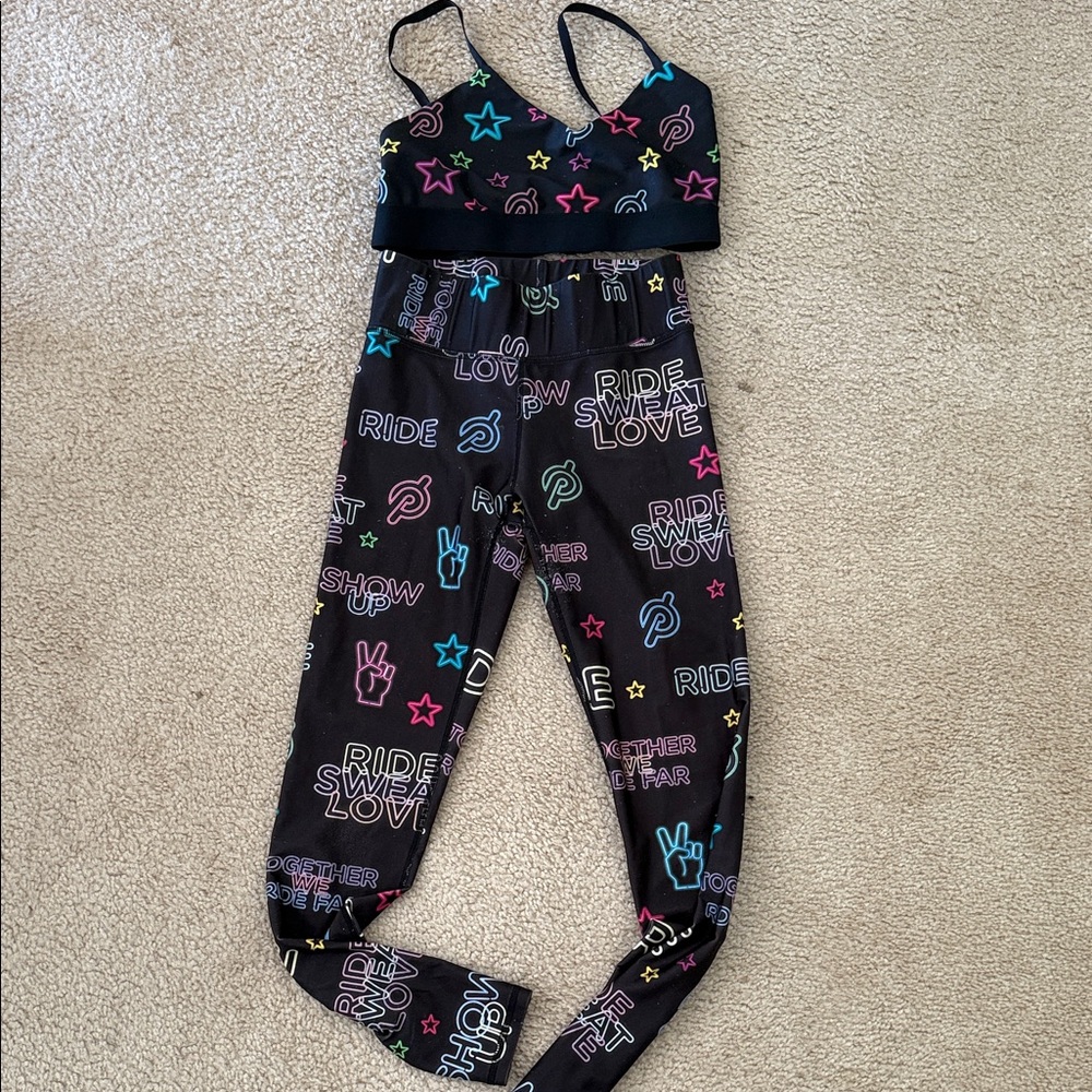 Peloton Black Graphic Print Activewear Set